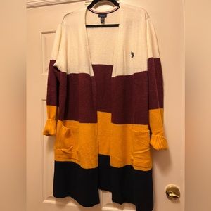U.S. Polo Assn. Brand new;Never worn with tags. Tri-Color cardigan sweater.